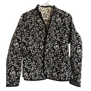 Trimdin Reversible Black Ivory Botanical Jacquard Artisan Jacket Blazer Style